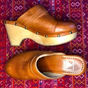 Leather + Wood Clogs